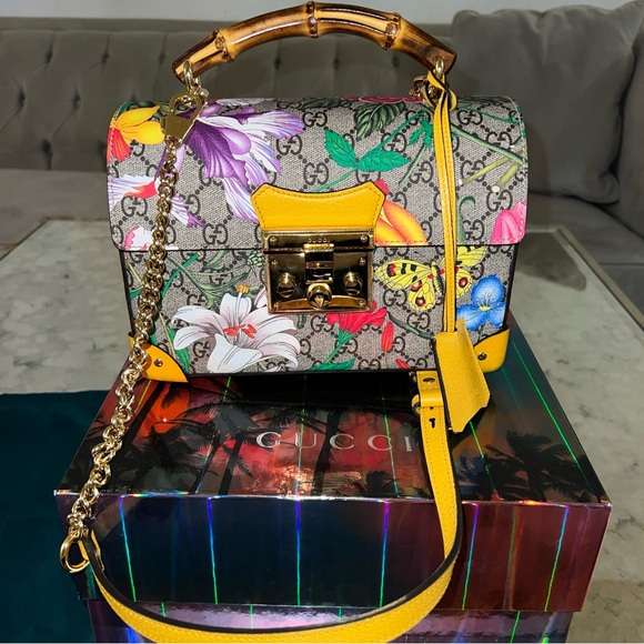 💎 Rare GUCCI GG Flora Padlock Bamboo Multicolor Limited Edition 100% Authentic! - Picture 14 of 17
